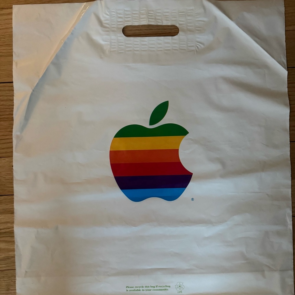 Apple White Bag with Rainbow Logo